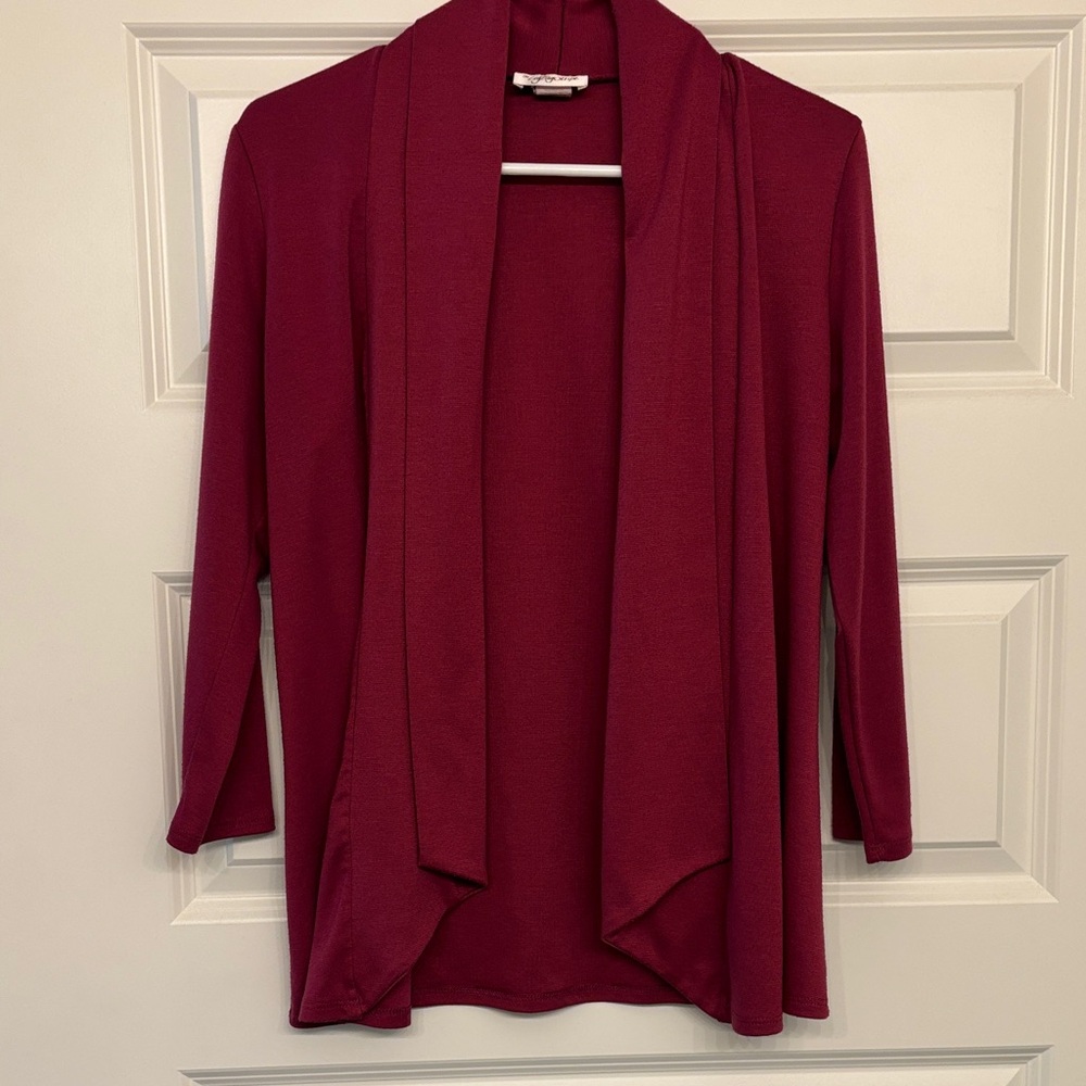 Elegant Burgundy Open Front Blazer